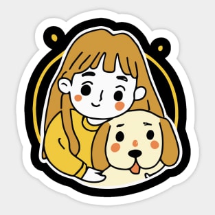 Girl with a Labrador Dog Lover Retriever Sticker